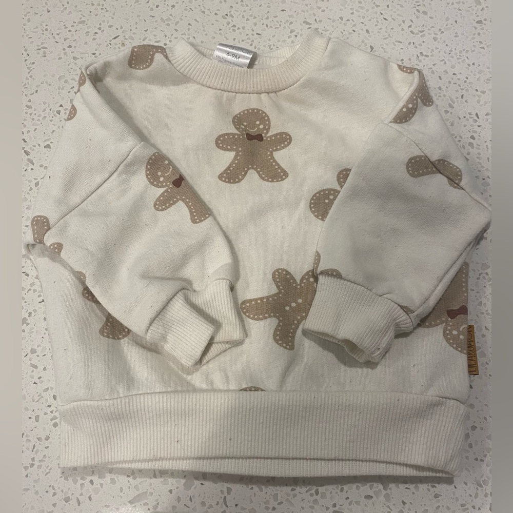 Lila & Jack Gingerbread Baby Outfit 6-9M Christmas Pajama Set Holiday 2 Piece - Picture 3 of 7